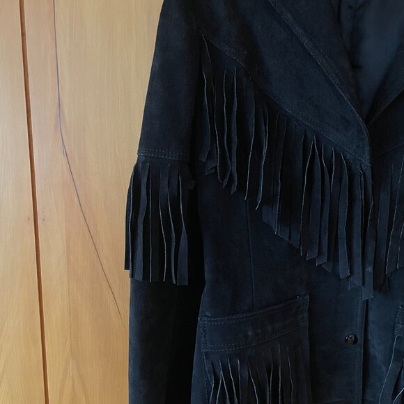 Fringed Black Leather Jacket - Picture 6 of 6
